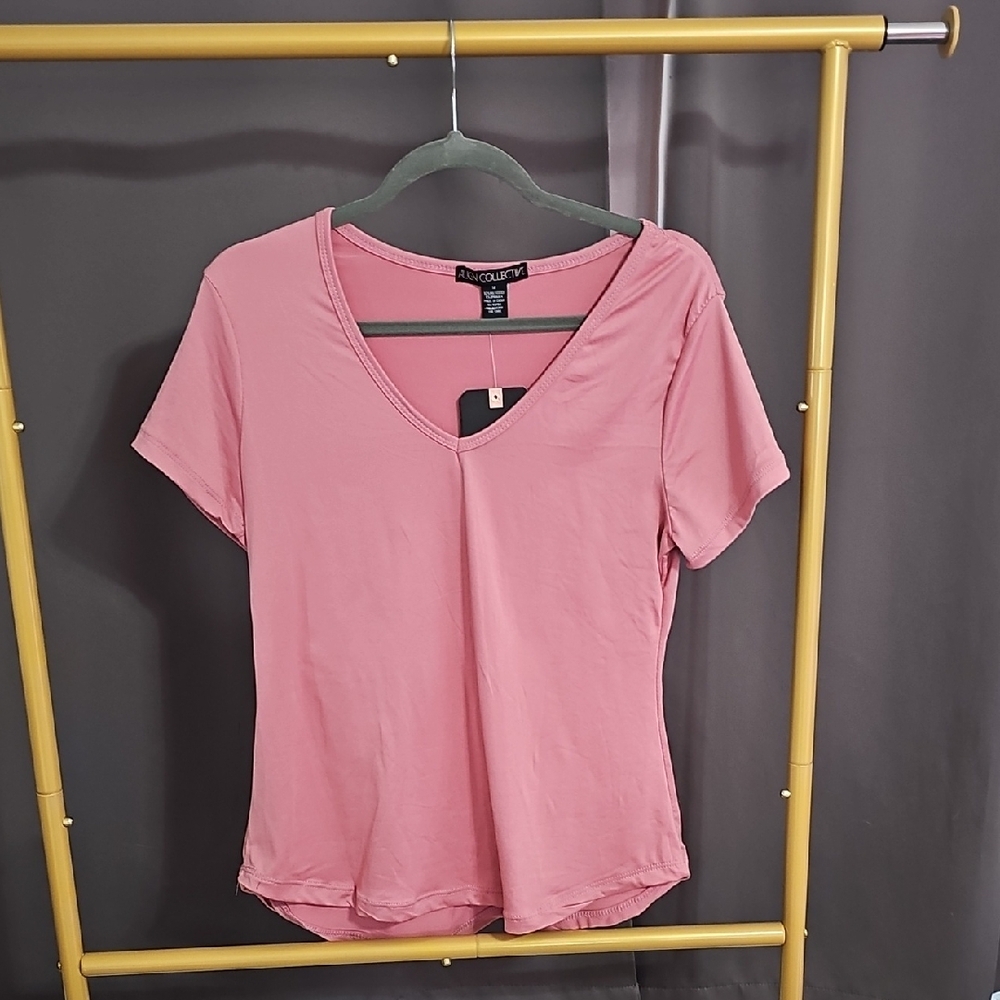 Women's Pink V-Neck Top